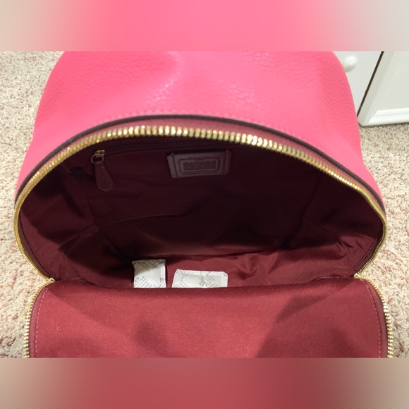 Coach Pink Ruby Charlie Block Medium Pebbled Leather Backpack NEW WITH TAGS - Picture 4 of 16